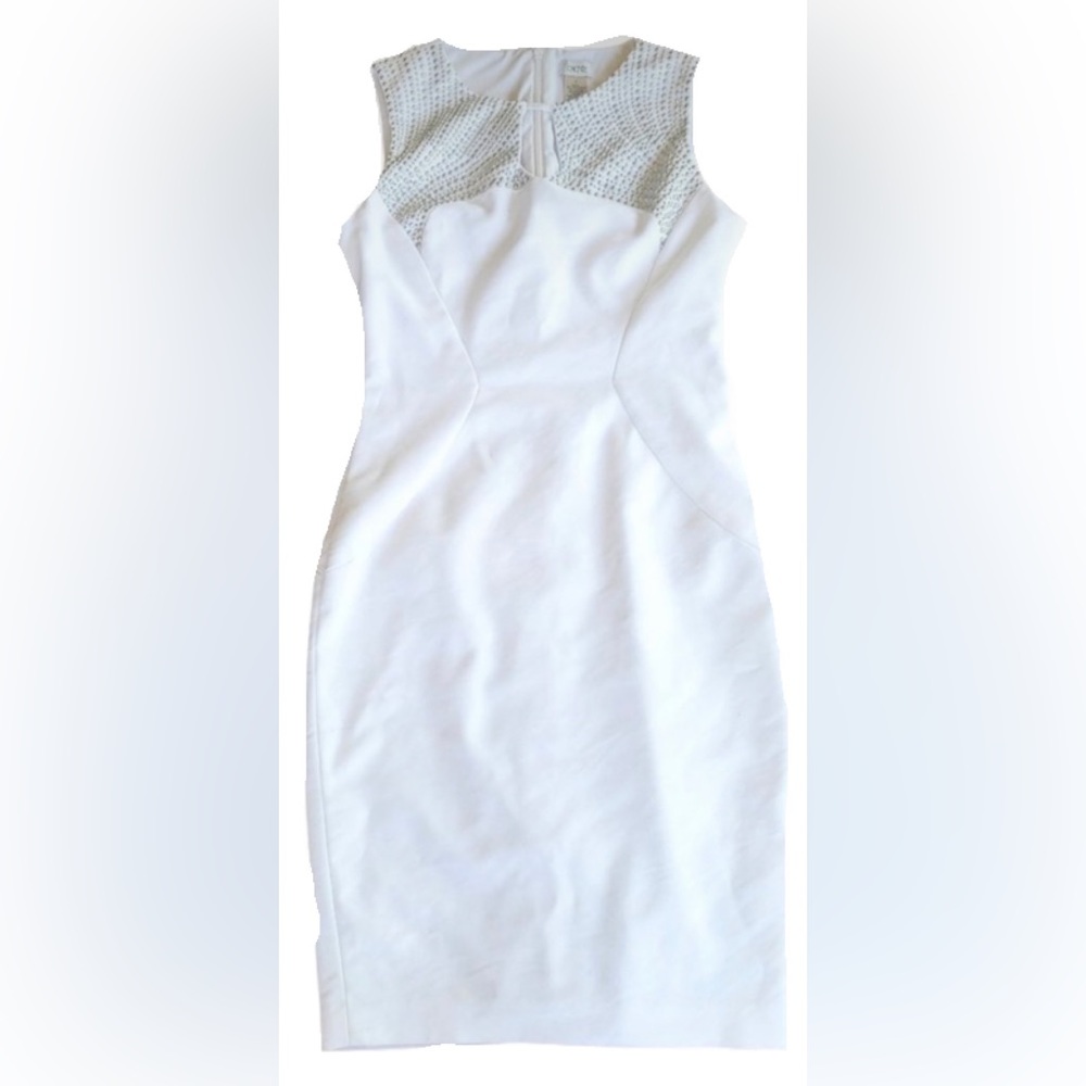 Cache | White Embellished Bodycon/Pencil Dress | Size 0